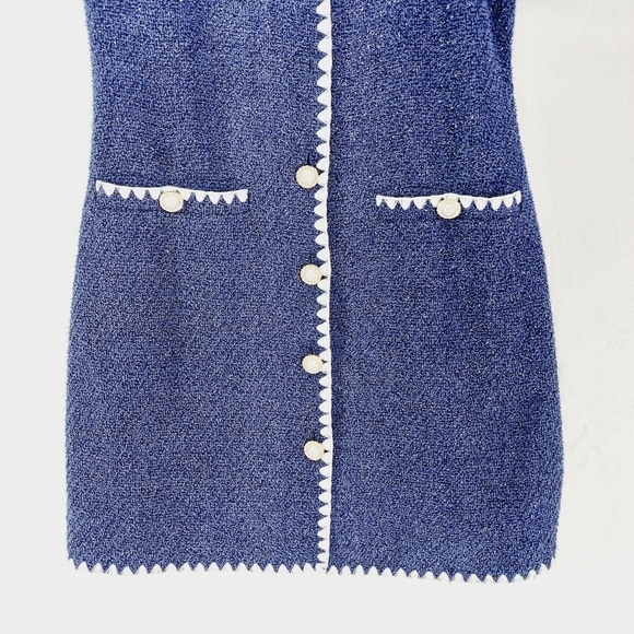 NEW Alexia Admor Blue & White Short Sleeve Dry Clean Button Up Dress 1747 - Picture 2 of 9